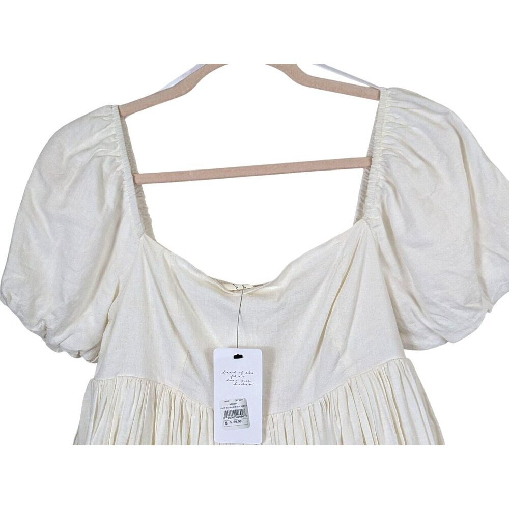 American Threads sz M Jasmine Linen Blend Puff Sleeve Babydoll Flowy Dress New - Picture 3 of 14